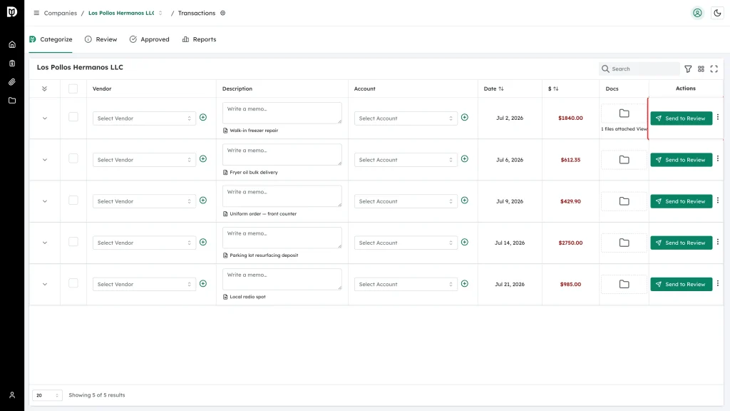 The Actions cell at the end of a transaction row, with the three-dot menu button