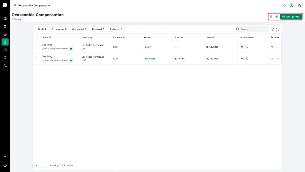 The Templates and Monitor icons beside the New survey button