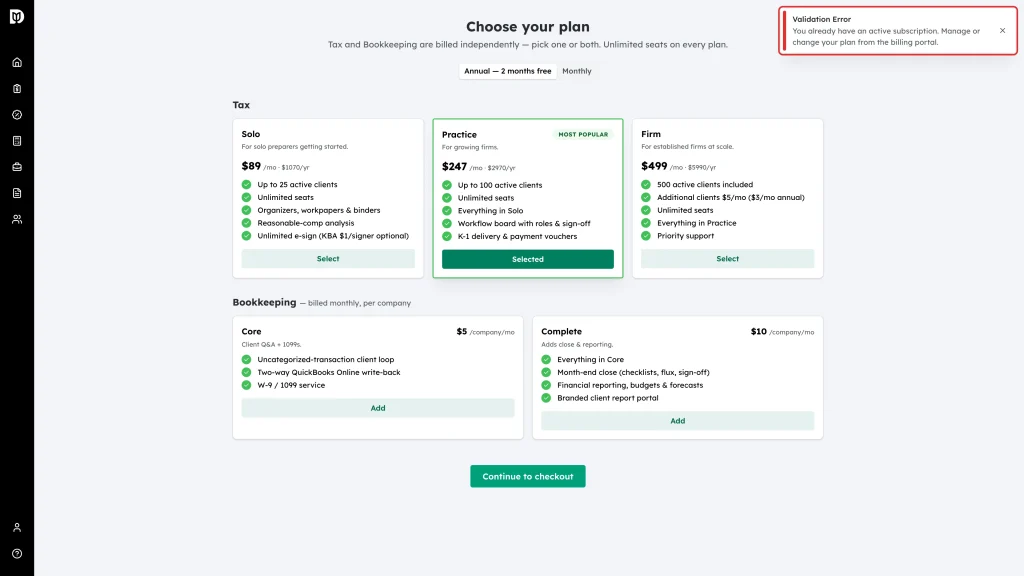 The notification telling an existing subscriber to change plan from the billing portal
