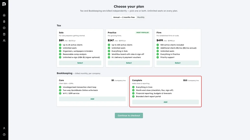 The Complete bookkeeping card and the features it adds on top of Core