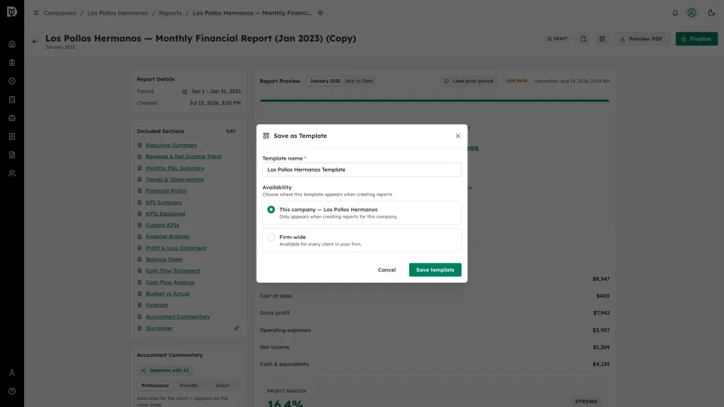 Save as Template window with name and availability options