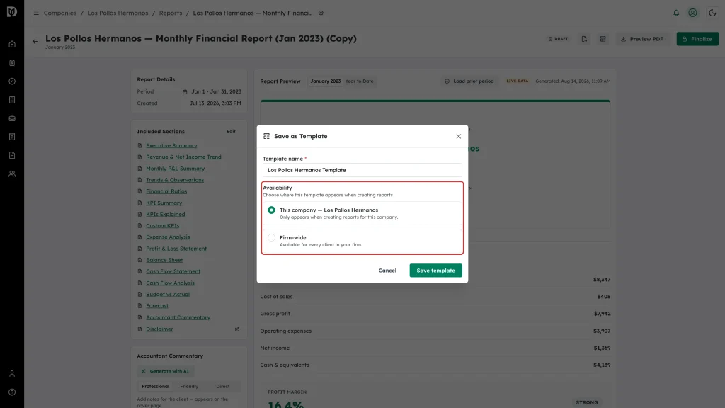 Availability cards highlighted with This company and Firm-wide options