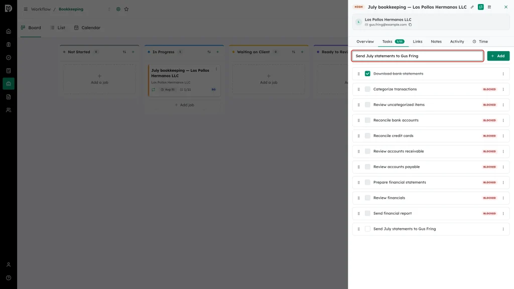 Add a new task field highlighted above the checklist