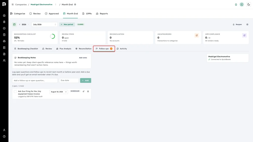 Highlighted Follow-ups tab with its open count badge