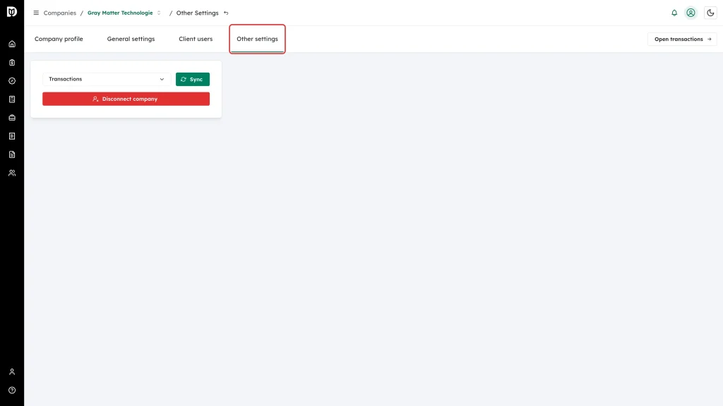 The Other settings tab in the company settings tab bar