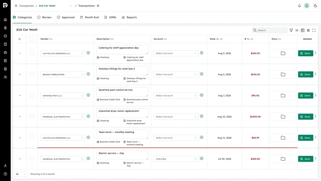 Highlighted returned transaction back on the Categorize tab