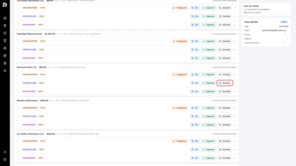 Highlighted Exclude button on a flagged item