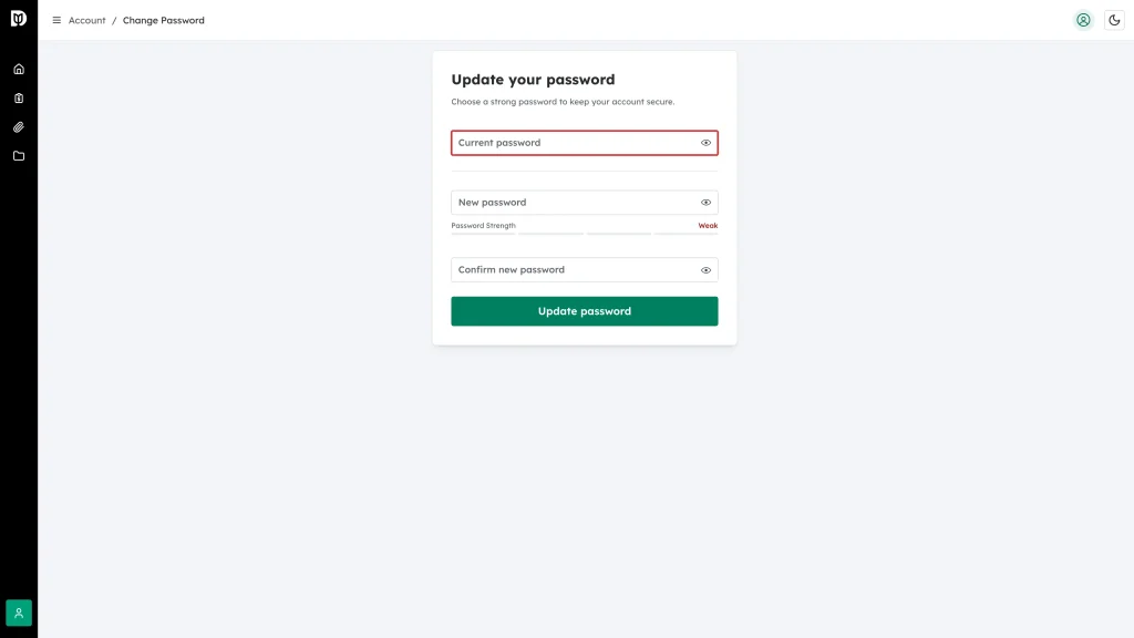 The Current password field