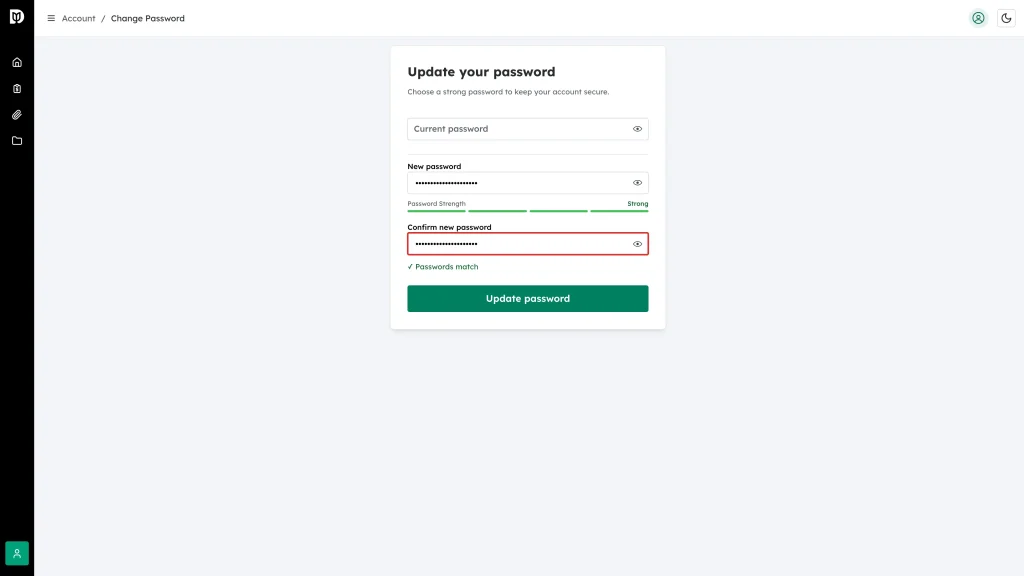 The Confirm new password field