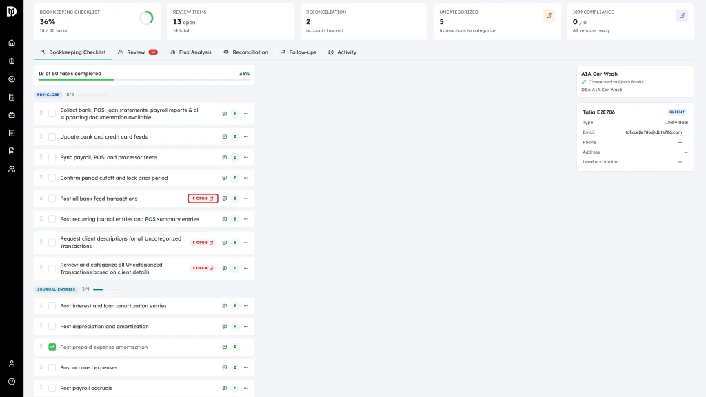 Highlighted open-items badge on a checklist task