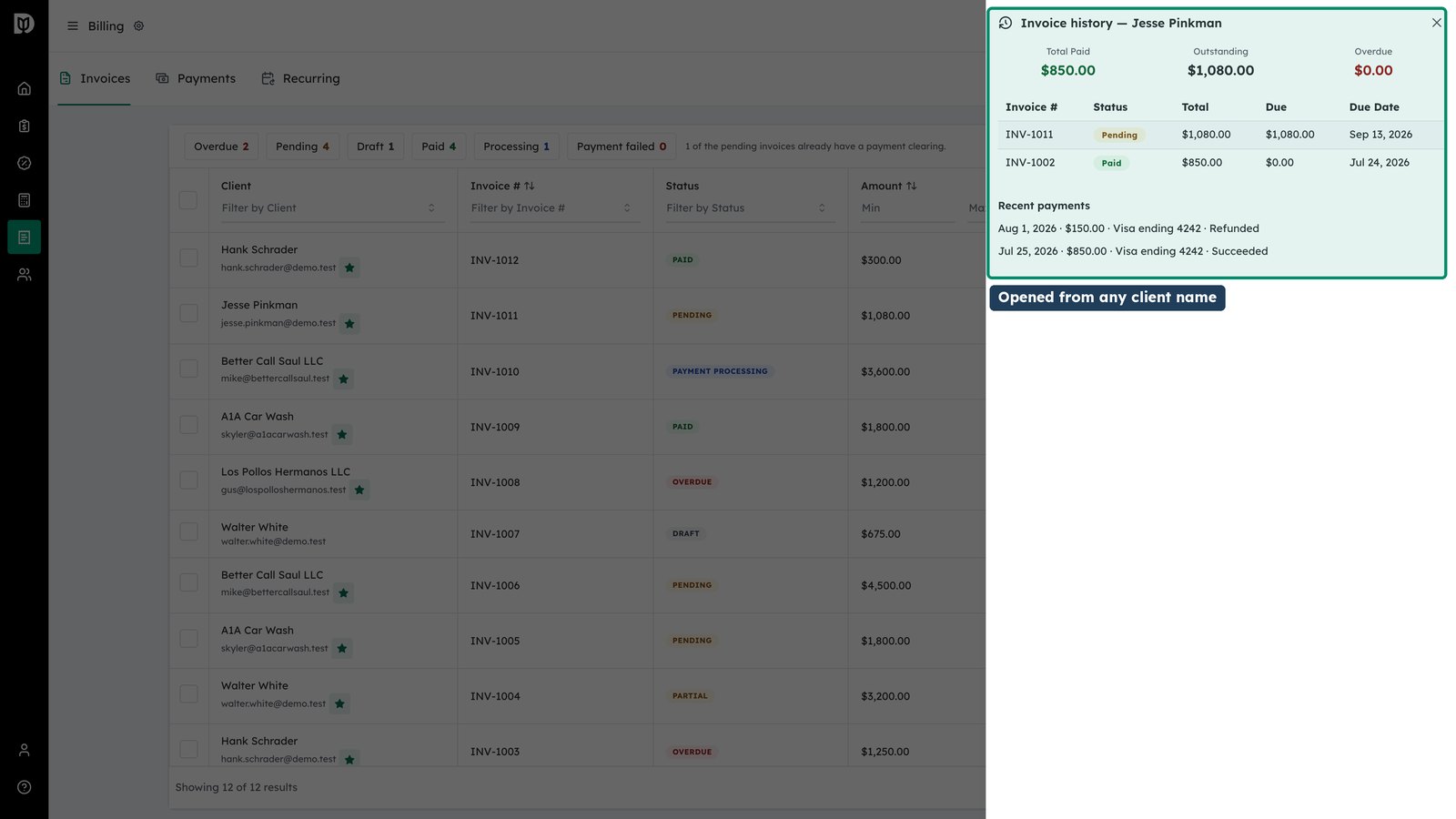 Check a single client's history