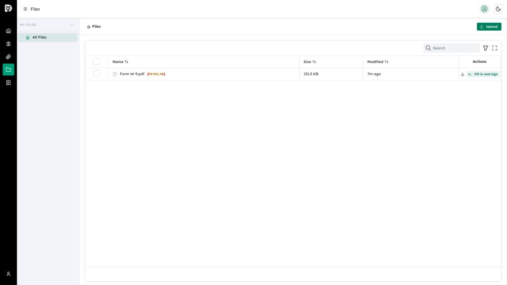 To fill in badge highlighted next to a form in the Files list