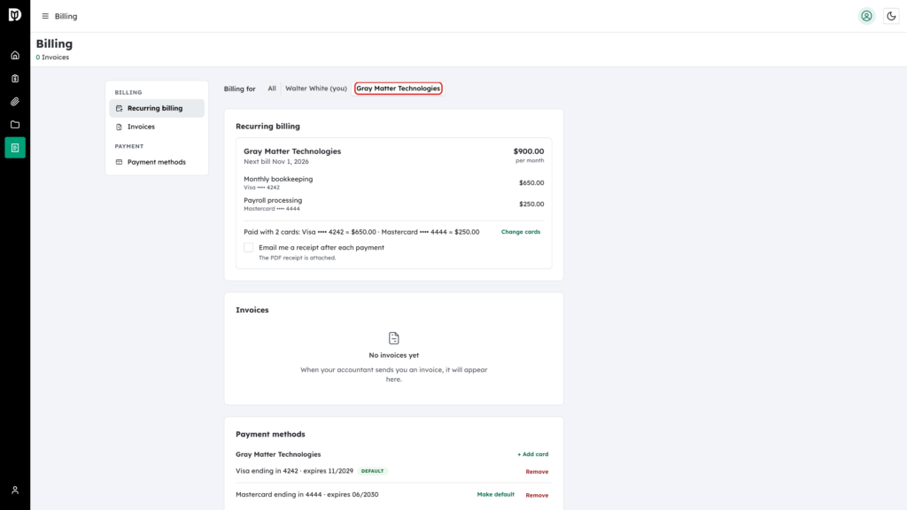 Gray Matter Technologies selected in the Billing for switcher