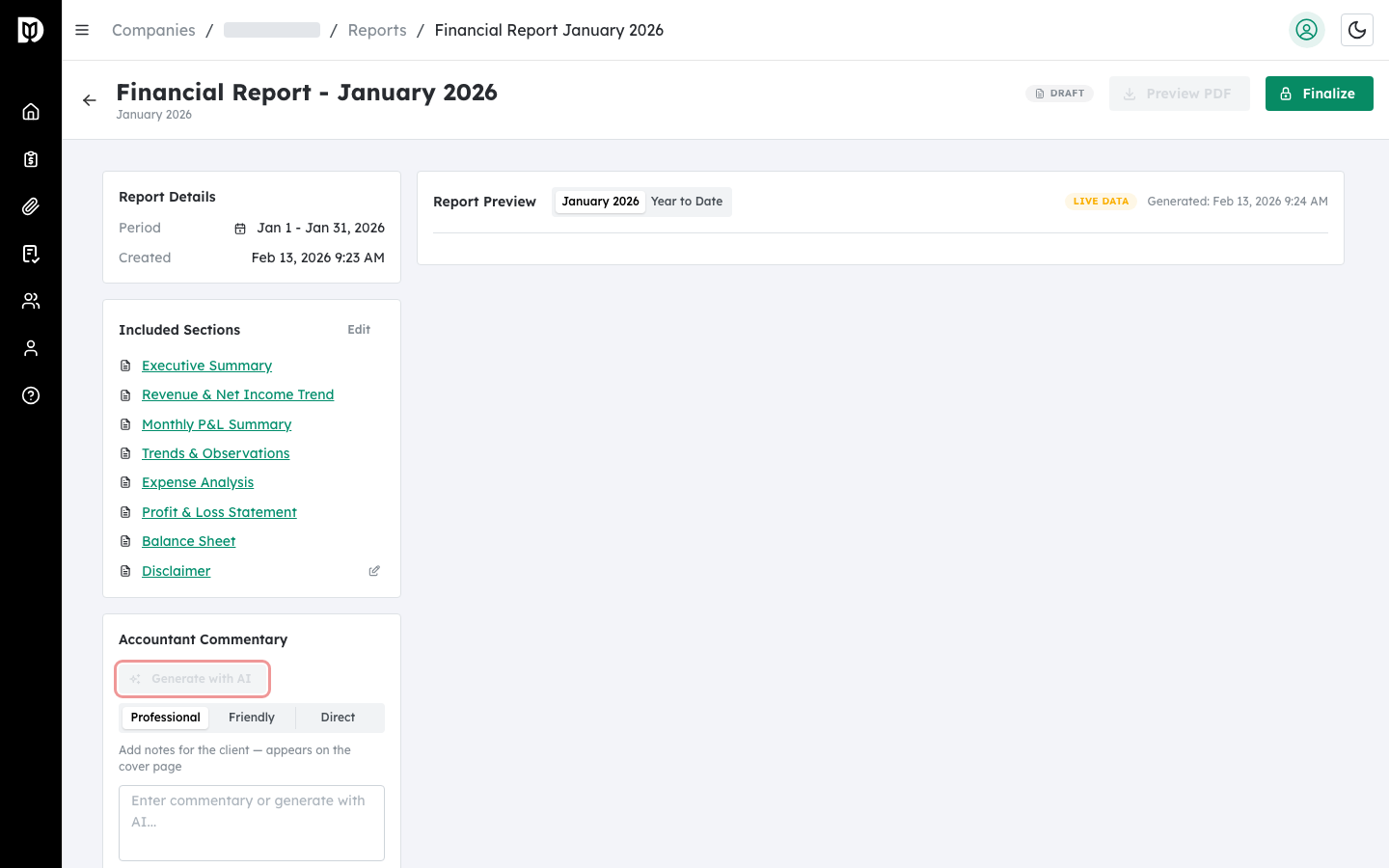 Generate with AI button with sparkle icon