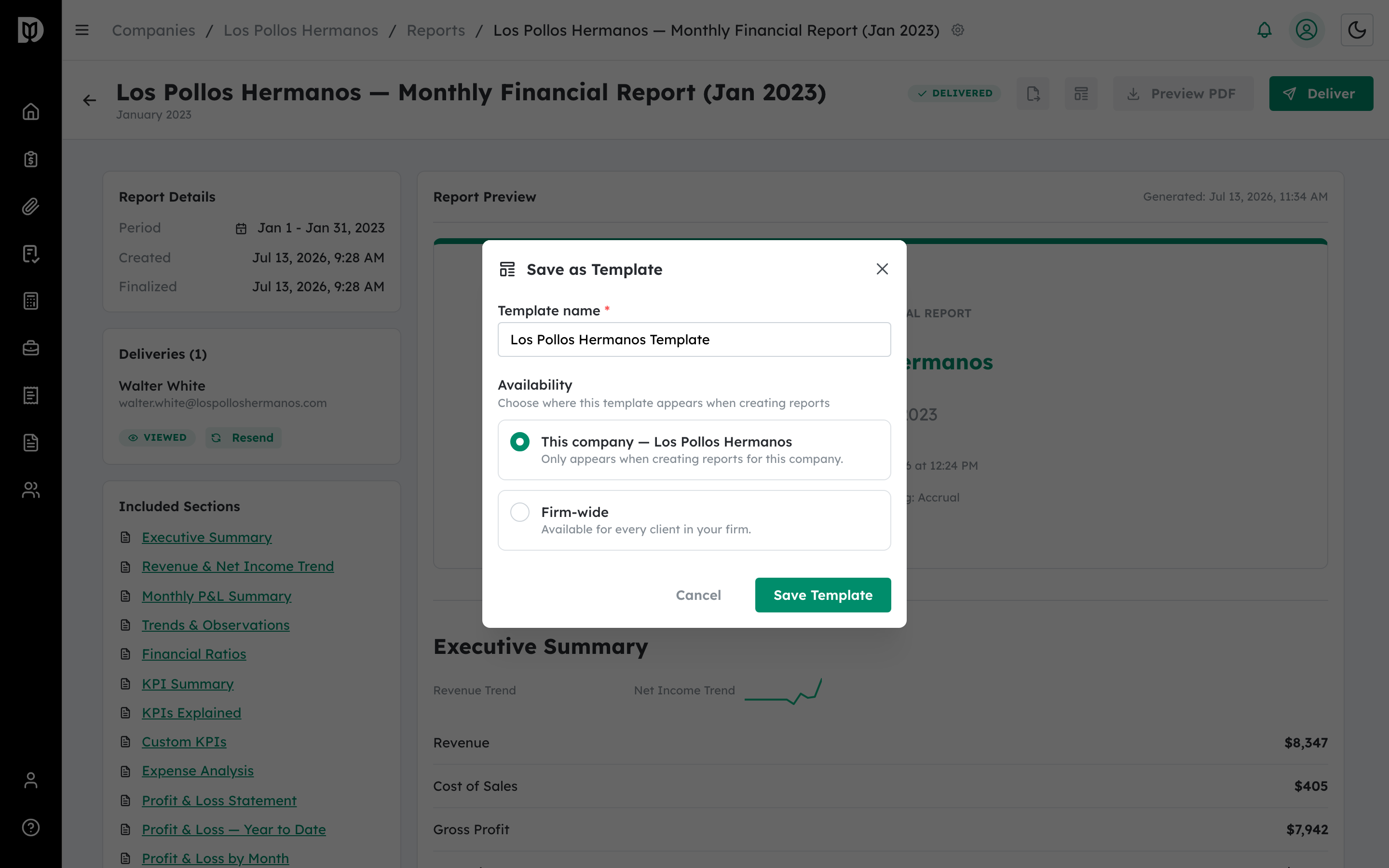 Save as Template window with the availability options
